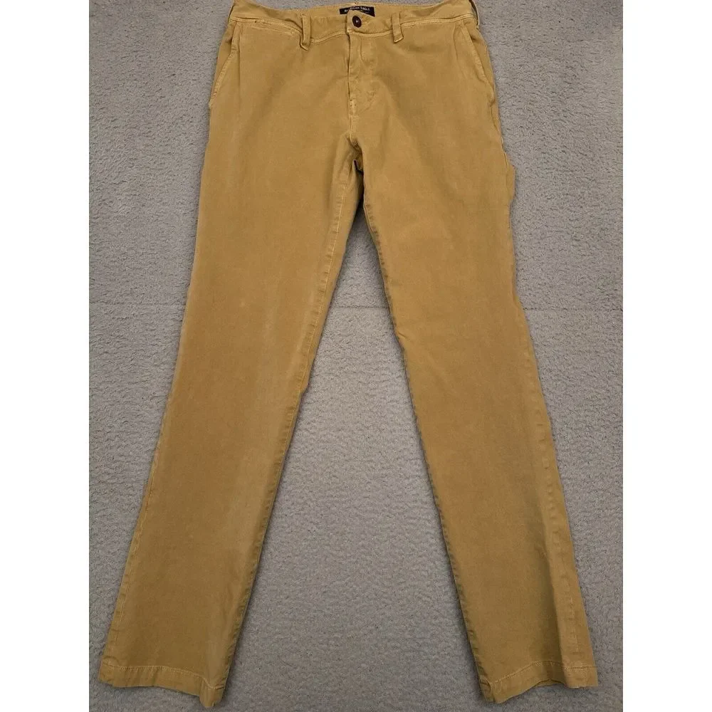 American Eagle 360 Extreme Flex Slim Fit Pants Men's 32x33 Tan Chino Golf Preppy